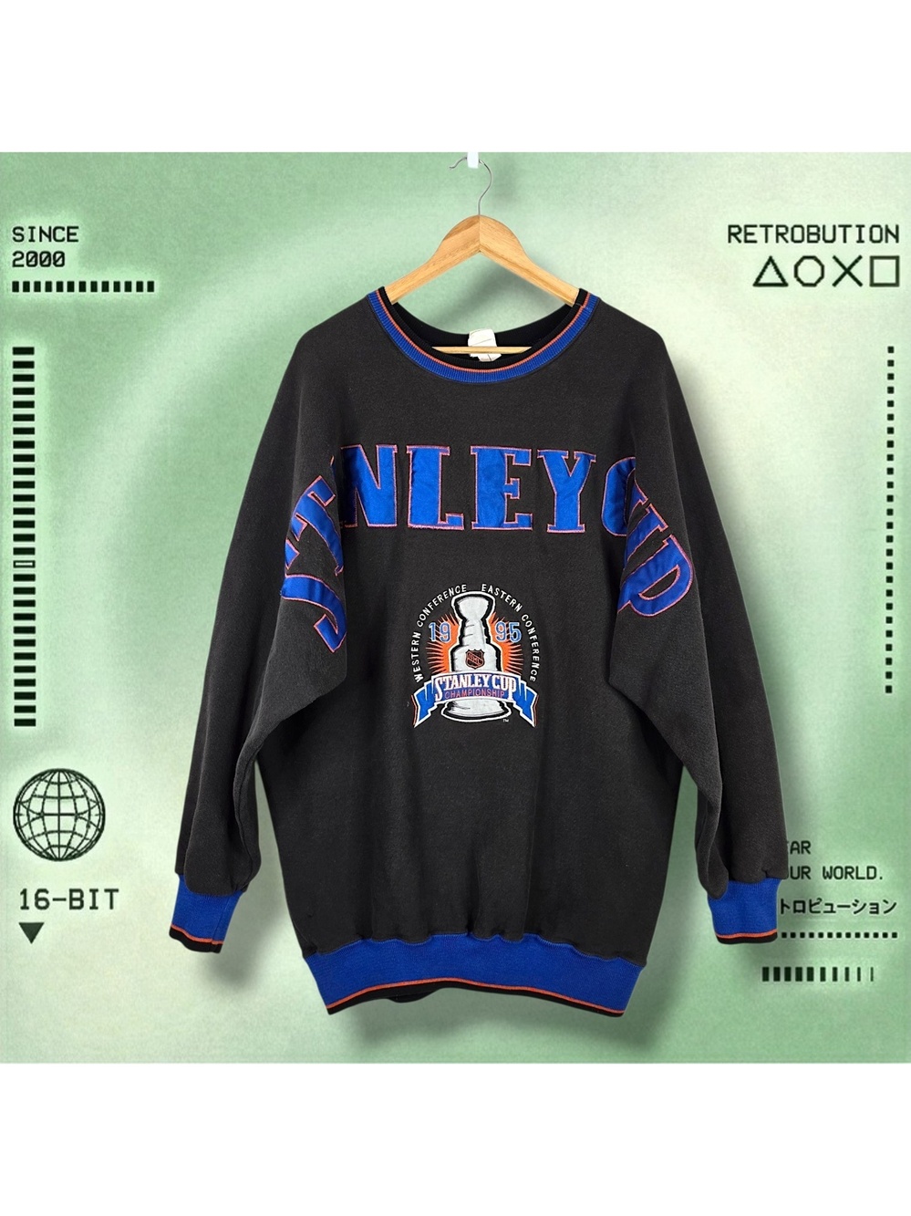 Vintage 90s Stanley Cup Championship Spellout Crewneck Sweatshirt Black Size XL